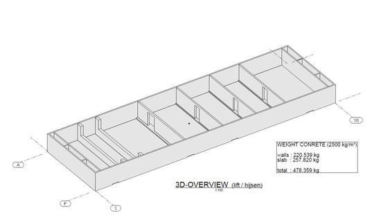 (Konstruktionsschema des Stahlbetonrumpfes für das schwimmende Theater. Quelle: herculesfc )