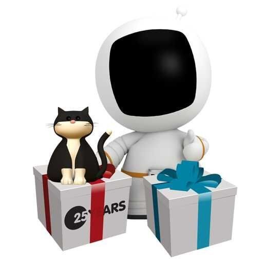 Die D-Link-Facebook-Maskottchen Sid (der Roboter) und Terrence gratulieren zum Geburtstag. (Archiv: Vogel Business Media)