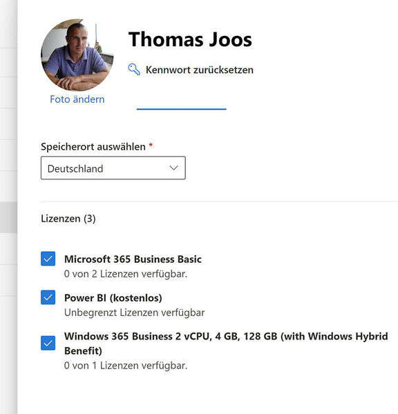 Administratoren weisen Lizenzen für Windows 365 an die Benutzer in Microsoft 365 zu. (Joos)