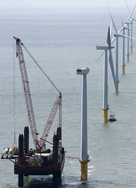 Arbeiten am Offshore-Windpark Burbo vor der Küste Liverpools. (Bild: Siemens)