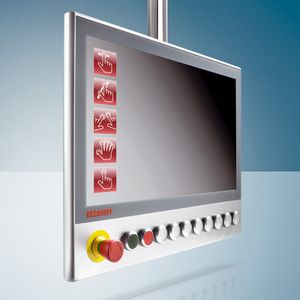 Bild 1: Die Multitouch-Panels lassen sich ebenfalls durch elektromechanische Funktionstaster kundenspezifisch – und auch per Standard-tastererweiterung – anpassen.
