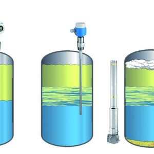 Fig. 1: Suitable level measuring technology is selected based on the application conditions. From left to right: clear interface, measuring using guided radar; interface with emulsion layer, measuring using capacitance probe; multiple interfaces, measuring using radiometry.