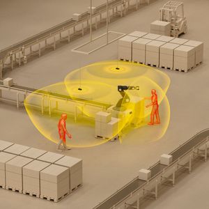Der 3D-Ultraschallsensor Adar One ist für die sichere Erkennung von Personen gemäss den Anforderungen der europäischen Maschinenrichtlinie zertifiziert.(Bild:  Sonair)