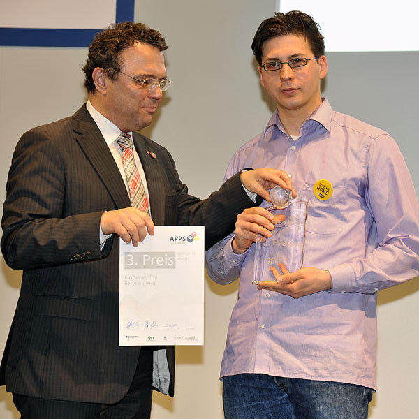 Der dritte Platz in der Kategorie 'Ideen ging an Jan Sorgenfrei für die Recycling App  (Foto: Apps für Deutschland)