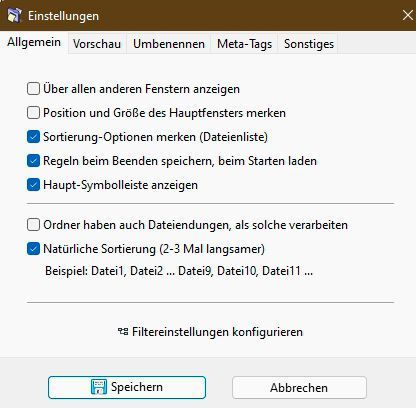 Einstellungen von Renamer Lite. (Joos/Renamer (Screenshot))