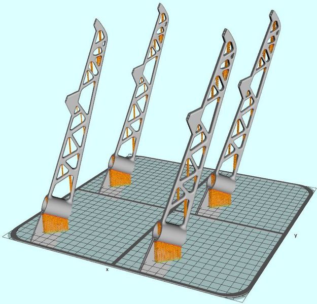 Vorbereitung des Baujobs in der Pre-Processing Software: Die Bauteile werden auf den AM-Lock-Paletten platziert und erhalten die erforderliche Stützstruktur. (GFE)