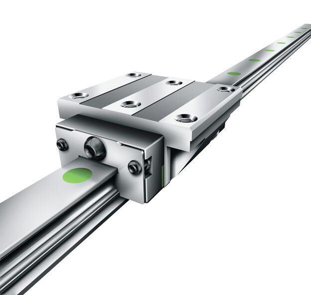 Vierreihige Kugelumlaufeinheit in Highspeed-Ausführung und X-Life-Qualität: Die Hochgeschwindigkeits-Profilschienenführung Kuve-B-HS der INA-Lineartechnik ist  geeignet für die hohen Anforderungen an Geschwindigkeit und Beschleunigung von Linearführungen z.B. in Textilmaschinen. (Bild: Schaeffler)