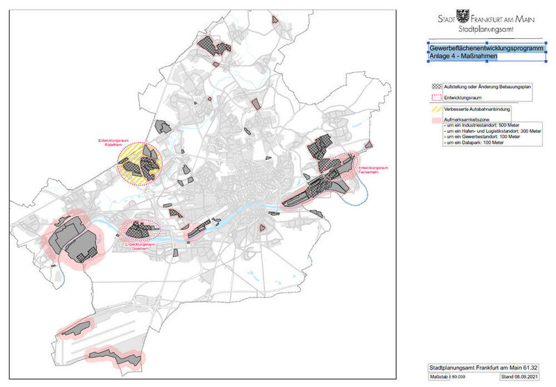 Karte 3: Gewerbeflächenentwicklungsprogramm - Maßnahmen; siehe Download (Stadplanungsamt)