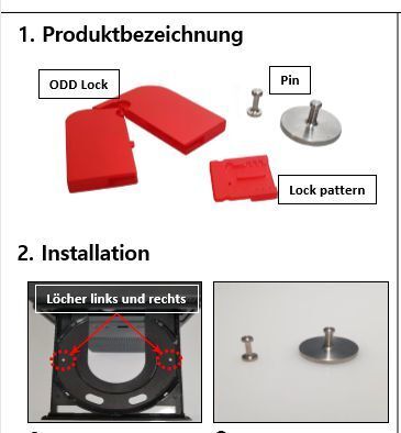 Sicherung eines CD-Laufwerkes durch ODD Lock. (Smart Light Solutions)