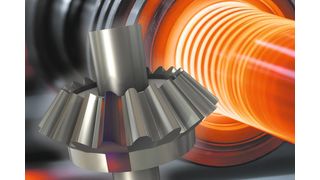 Abkühlung aus dem austenitischen Zustand in einem 3D-Modell eines Kegelrads: Es werden die endgültige Phasenzusammensetzung sowie der Eigenspannungszustand des Martensits berechnet. (Bild: © DigitalSpace – stock.adobe.com_KI-generiert; Comsol)