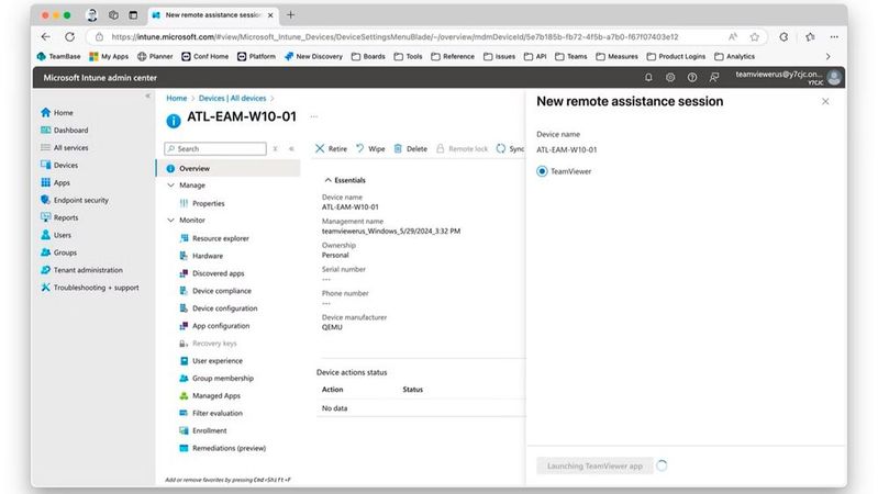 Die Integration von TeamViewer Tensor mit Microsoft Intune soll Geräteverwaltung und Remote-Support enger miteinander verbinden.(Bild:  TeamViewer)