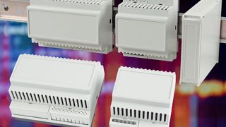 Das Sortiment der 1597-DIN-Familie aus flammenhemmenden Kunststoffgehäusen nach UL94-V0 zur Montage auf DIN-Schienen von 35 mm nach IEC/EN 60715 besteht zunächst aus vier Größen: 2, 4, 6 und 9 Standard-Modulbreiten von 17,5 mm.  (Hammond)