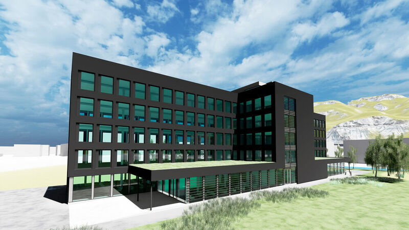 The distribution building planned for the first construction phase will provide space for 250 employees. (Meusburger)