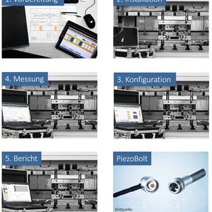 Messung mit Developersenses in fünf Schritten bei einem Piezo Bolt M12.