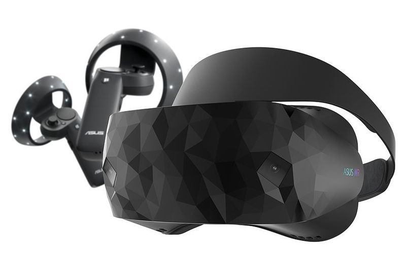 Das futuristisch aussehende Windows Mixed Reality Headset von Asus kommt im Bundle mit zwei Controllern für 449 Euro (UVP). (Asus)
