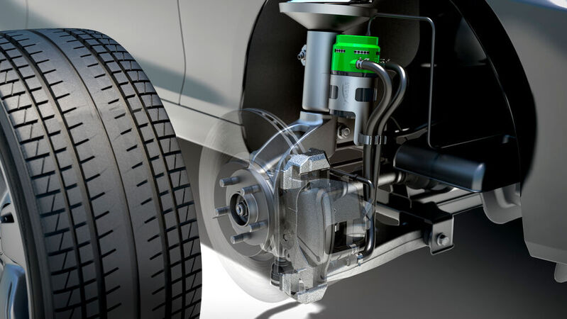 Schläuche an den Bremsbelägen transportieren bei der Tallano-Lösung den Feinstaub der Bremsen in einer Filter.