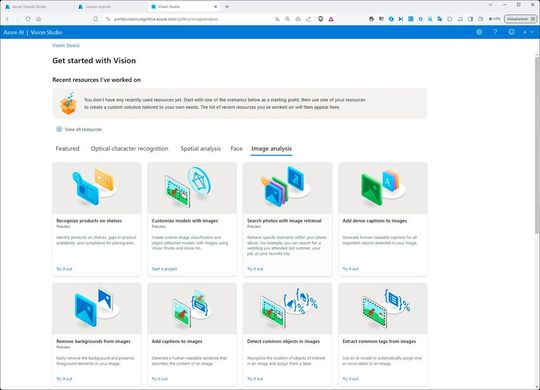 Zahlreiche Modelle zur Image-Analyse im Vision Studio.(Bild:  Drilling / Microsoft)