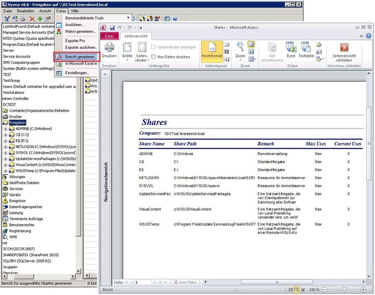 Abbildung 10: Vorausgesetzt unter Extras/Einstellungen wurde vorher der Installationspfad zu Access richtig angegeben und das Makro ShowAdTable in Access aktiviert, funktioniert der Export zu Access 2010 tadellos. Schade hierbei ist, dass der Hersteller die wenigen englischen Bezeichnungen nicht eingedeutscht hat. (Archiv: Vogel Business Media)