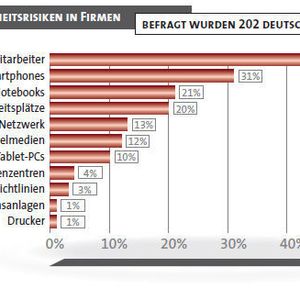 Drucker oder Produktionsanlagen bezeichnen nur wenige Betriebe als großes IT-Sicherheitsrisko.