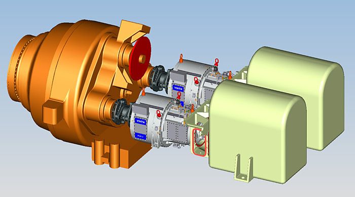 Das Antriebskonzept der BARD-Turbine 6.5 mit dem WinDrive von Voith Turbo. Bild: Voith Turbo (Archiv: Vogel Business Media)