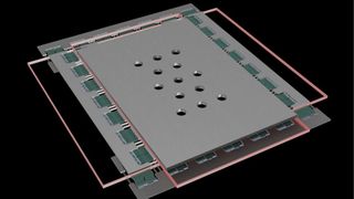 Übereinanderliegende Ebenen zweier NED-Inchworm-Motoren zur Kombination einer X- und Y-Bewegung.  (Bild: Fraunhofer IPMS)