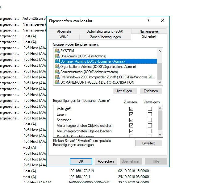 Sicherheitseinstellungen für DNS-Zonen und -Server. (Microsoft / Joos)