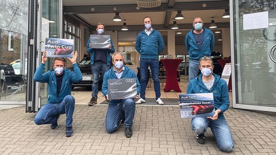 Dieses Team des Autohauses Petschallies gewann den nationalen Wettbewerb.(Bild:  Audi)