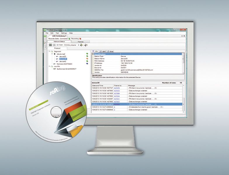 Die Profinet-Diagnose-Suite ermöglicht die Kommunikationsüberwachung und Fehlererkennung in Profinet-Netzen. (Bild: Softing)