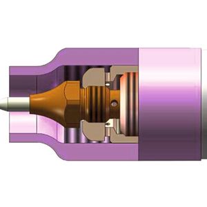 Das Besondere ist, dass die Elektrodeneinheit in den WIG-Brenner geschraubt ist, betont Dinse. Die Kontaktfläche erfahre dadurch eine hohe Flächenpressung. Der Stromübergang verbessere sich deutlich und das System sei präziser positionierbar. Und die thermische Belastung der Verschleißteile wird mehr als halbiert, so Dinse. Durch die verbesserte Kühlung erhöht sich die Standzeit der Einheit, heißt es.