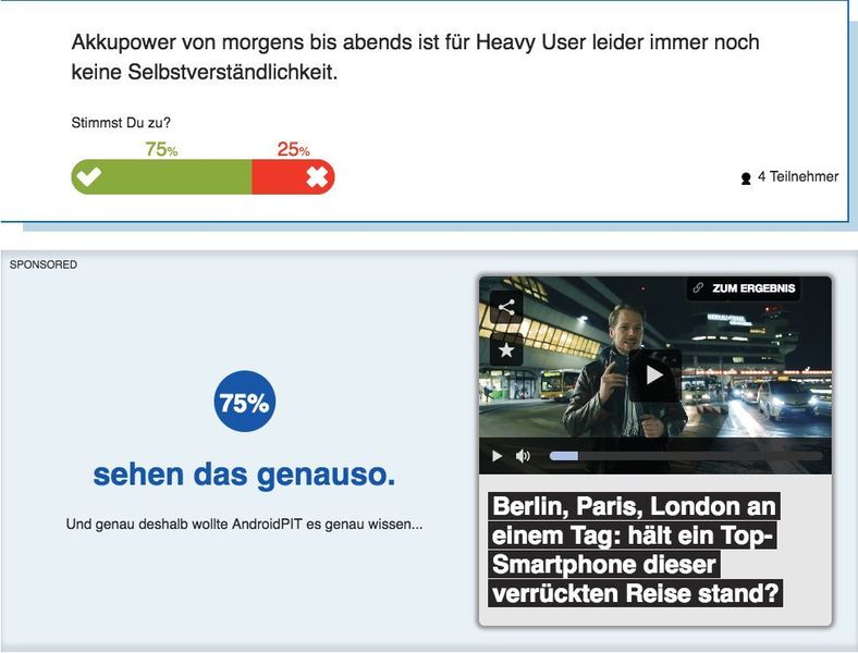 Beispiel 2 Video-Ad: Engagement Modul (Website AndroidPIT)