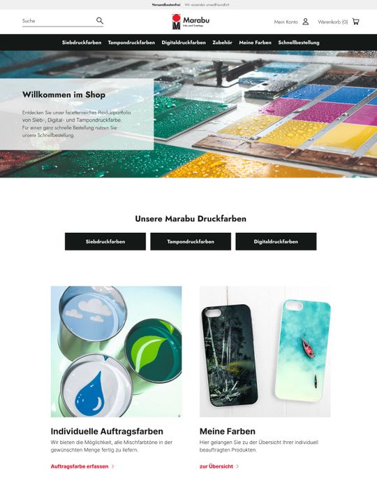 (Der B2B-Onlineshop von Marabu jetzt ist live gegangen, mit 20.000 Artikeln rund um Farben und Druck. (Bild: Y1 Digital AG))