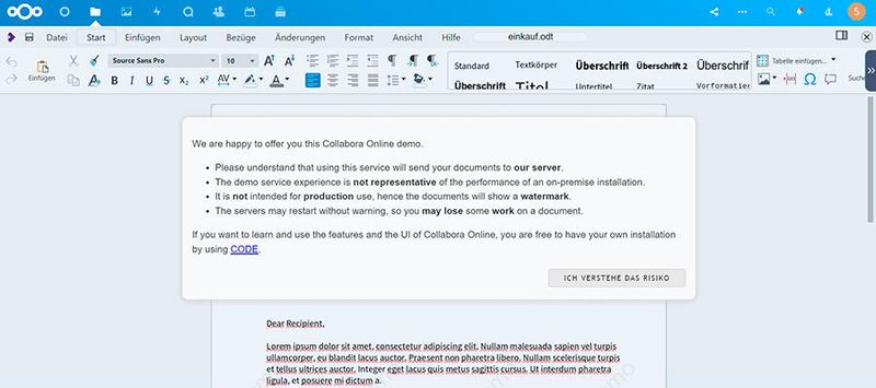 Bestandteil von Nextcloud 23 ist ein automatisch integriertes Online-Office-Paket, das auch Microsoft-Formate beherrscht. (Joos)