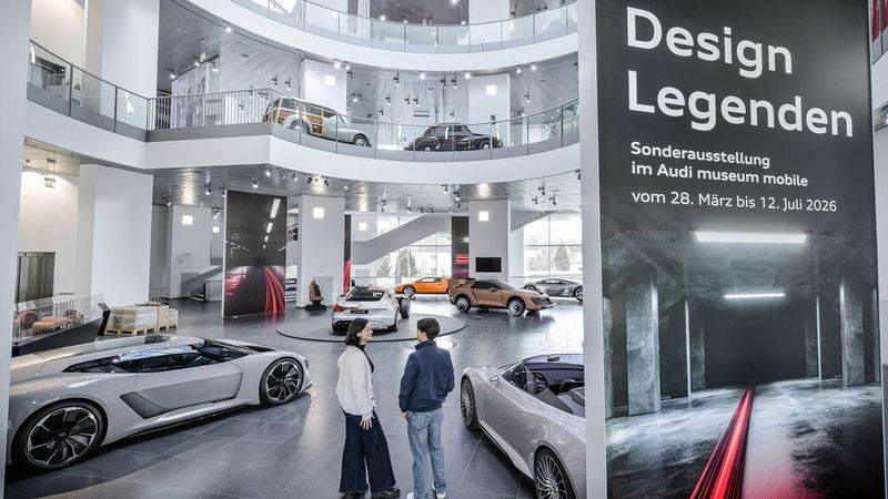 Noch bis 12. Juli läuft die neue Sonderausstellung „Design Legenden“ im Audi-Museum. Sie ist per App auch digital erlebbar.(Bild:  Audi)