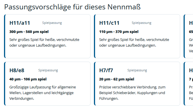 Der neue ISO-286-Passungsrechner von InstaWerk liefert direkt praxisnahe Passungsvorschläge inklusive Spiel- und Passungsart-Definitionen für das eingegebene Nennmaß.(Bild:  InstaWerk)