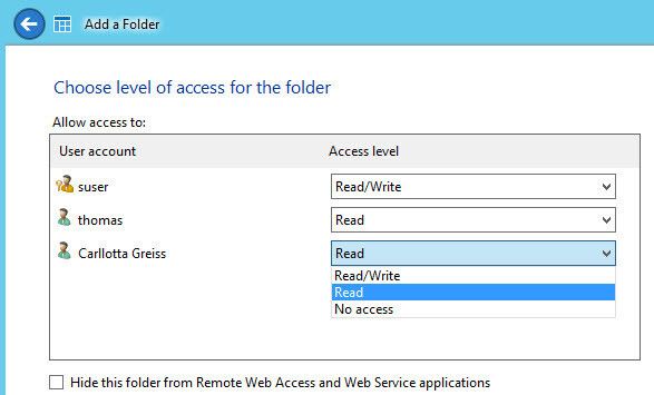 Abbildung 5: Beim Anlegen neuer Verzeichnisse können Administratoren auch steuern Administratoren den Benutzerzugriff. (Bild: Joos)