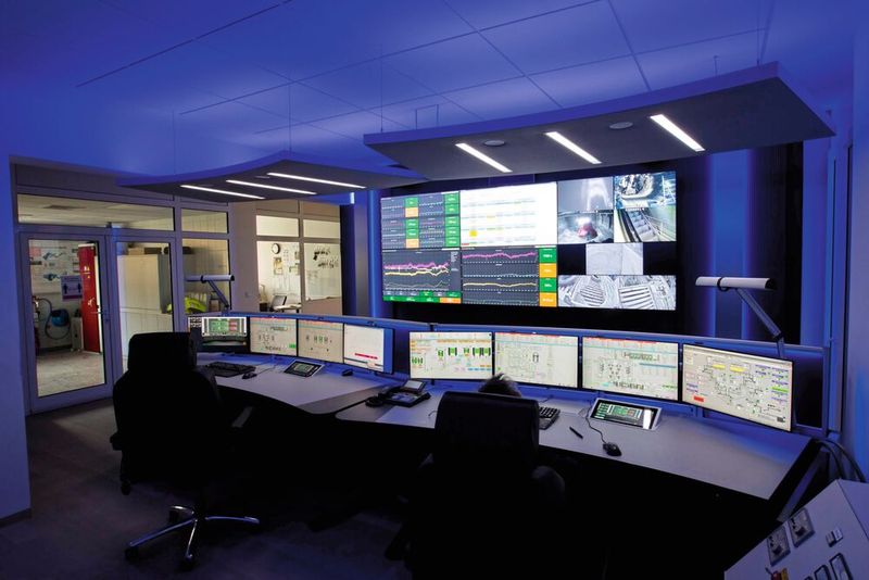 Das eigens für den Schichtbetrieb im Leitstand entwickelte, schallabsorbierende Deckensegel mit integrierter HCL-Lichtquelle fördert die Konzentrations- und Leistungsfähigkeit der Operator. (Bild: Jungmann Systemtechnik)