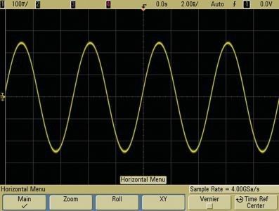 Bild 8: Ein 200-MHz-Sinus, aufgenommen mit dem MSO7104B mit einer Bandbreite von 1 GHz und einer Samplingrate von 4 GSa/s. (dataTec)