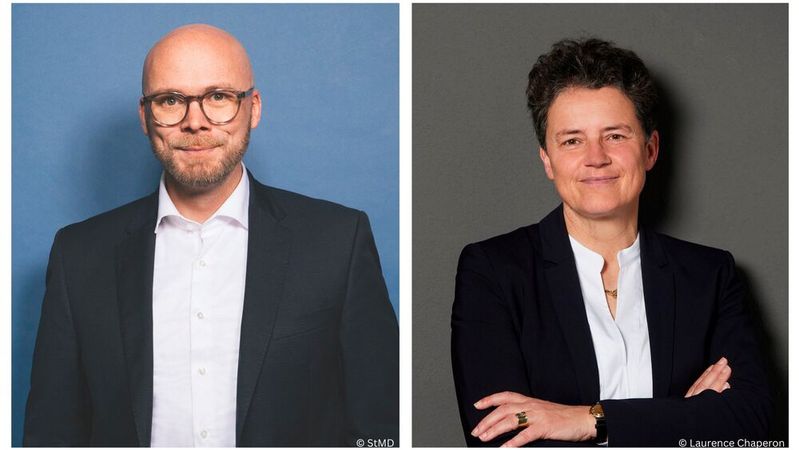 Dr. Fabian Mehring, Bayerischer Staatsminister für Digitales, und Dr. Lydia Hüskens, Ministerin für Infrastruktur und Digitales des Landes Sachsen-Anhalt.(Bild:  © Canva / StMD / Laurence Chaperon)