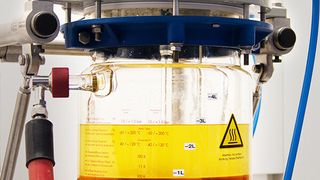 Crude biodiesel (light liquid) contains substantial amounts of glycerol (dark phase). (Bild: Bo Cheng / ETH Zürich)