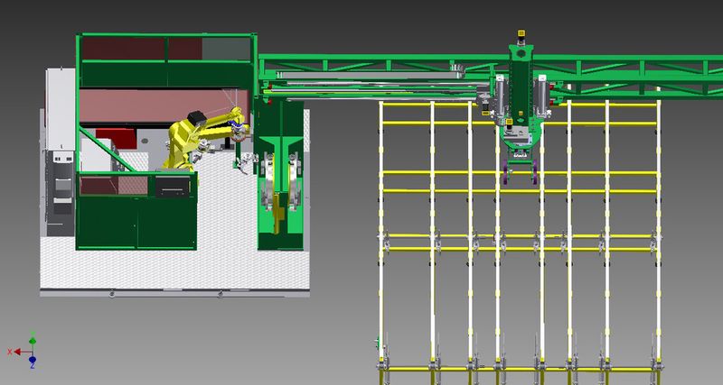 CAD-Zeichung mit Darstellung der gesamten Schweißroboteranwendung vom Typ ARC-11 RB.  (Bild: Beckhoff)