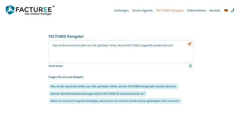 Beispiel-Suchanfrage beim Facturee Navigator. (Bild:  Facturee)