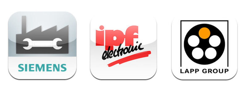 The 3 finalists in the category catalogue apps: l. to r. Siemens Industry Online Support, ipf electronic and Lapp Group Catalogue. (elektrotechnik)