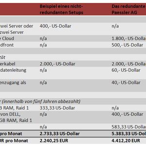 Reale Kosten für den Betrieb eines fehlertoleranten Online Business am Beispiel der Paessler AG.