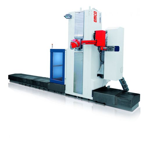 A distinctive feature of this Ecomill Plus HPC3 is the universal bi-rotary head with automatic millesimal positioning. (Bild:  Emco)