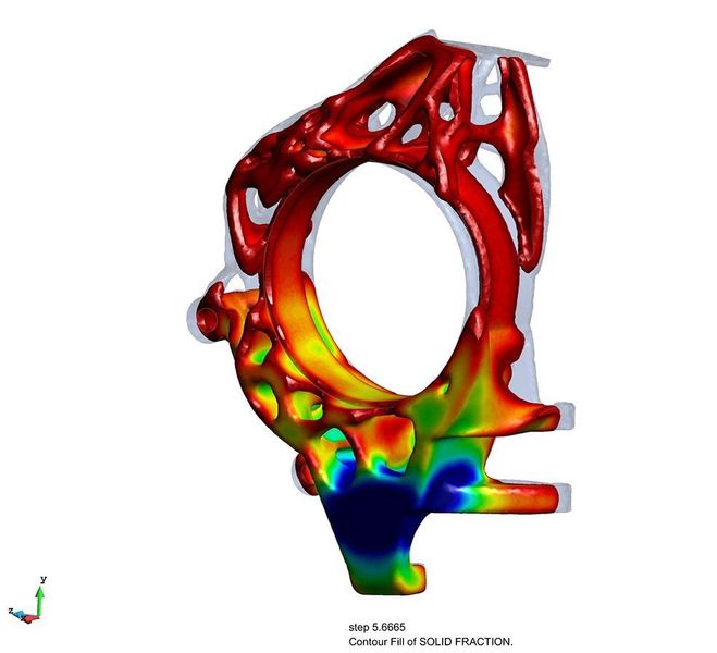 Die Gusssimulation mit Click2Cast wurde an zwei Stellen im Prozess eingesetzt. Zu Beginn können Konstrukteure damit die Herstellbarkeit überprüfen. Am Ende wurden damit der Füllprozess und der Erstarrungsvorgang simuliert. (Bild: Altair)