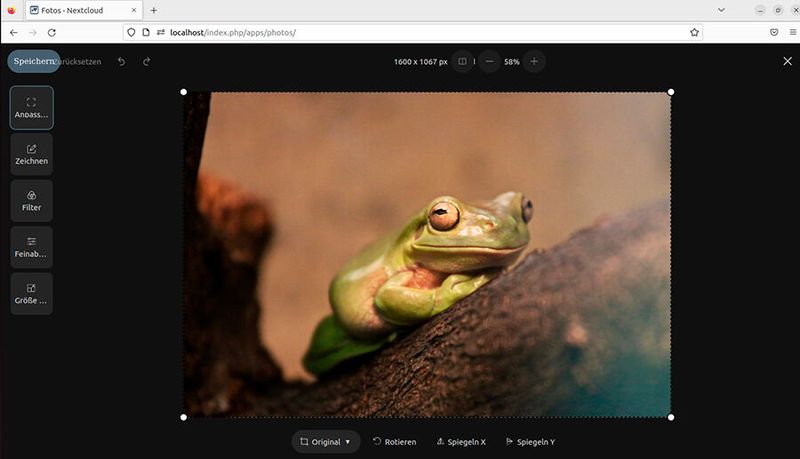Die Fotos-App beinhaltet auch eine Bildbearbeitung. (Bild: Joos - Nextcloud)