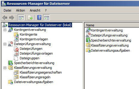 Abbildung 5: Verwaltungsoberfläche des Ressourcen-Manager für Datei-Server in Windows Server 2008 R2; Bild: Thomas Joos (Archiv: Vogel Business Media)