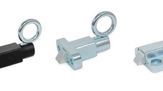 Das sind die neuen Rastbolzen GN 724.4, GN 724.5 und GN 724.6. Sie haben alle eine hilfreiche Anlaufschräge und können entweder angeschweißt werden (links) oder per Flansch angeschraubt (Mitte und rechts). (Bild: Otto Ganter)