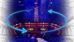 For “The Hunger Games: On Stage,” drive systems lift and move grandstand sections with a dynamic load of up to 26 metric tons—each section can accommodate up to 112 spectators. (Source: Troubadour at the Canary Wharf Theatre)