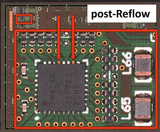 Mit Pre- und Post-Reflow werden Benetzungsprobleme durch Bildvergleich erkannt und gelöst.(Bild:  Kraus Hardware)